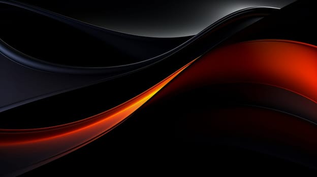 Beautiful luxury 3D modern abstract neon black with orange fire background composed of waves with light digital effect
