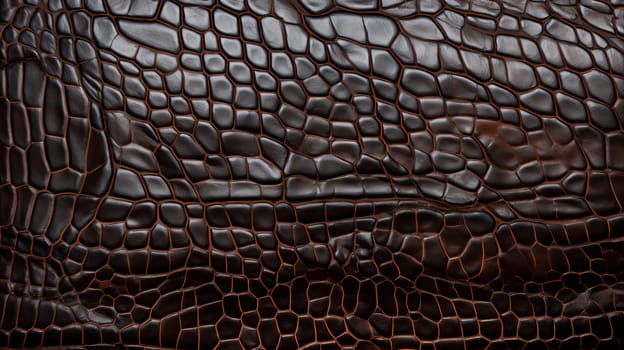 Beautiful luxury brown alligator skin background, surface graceful textured background, leather texture, copy space, close-up, macro