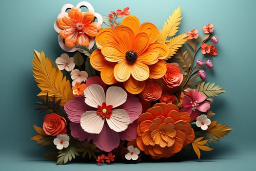 Flowers made of colored plasticine. Floral plasticine composition.