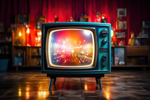 A vintage TV with a bright screen.