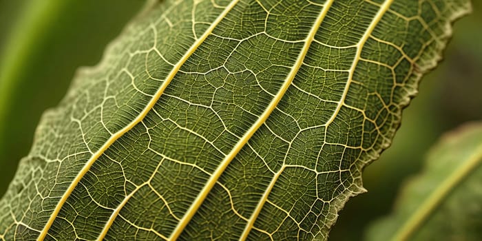 Intricate patterns and textures of leaves close-up. Generative AI