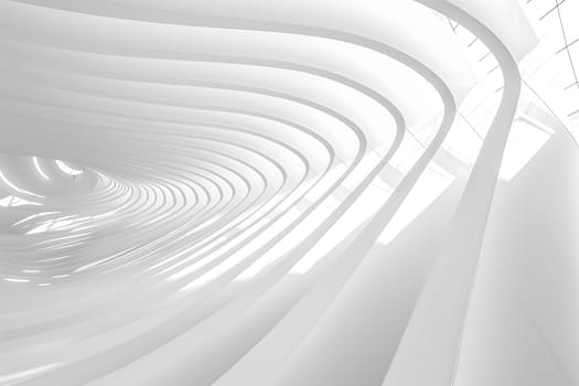 Abstract white architectural structure background. Neural network generated in January 2024. Not based on any actual scene or pattern.