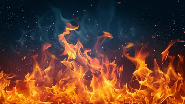Fire background with flames. Hot image of a blazing fire. High quality photo