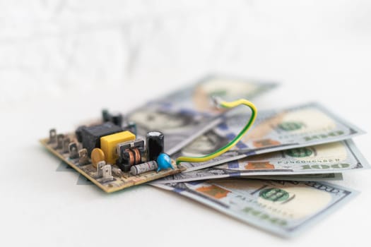 money and an electronic chip. High quality photo