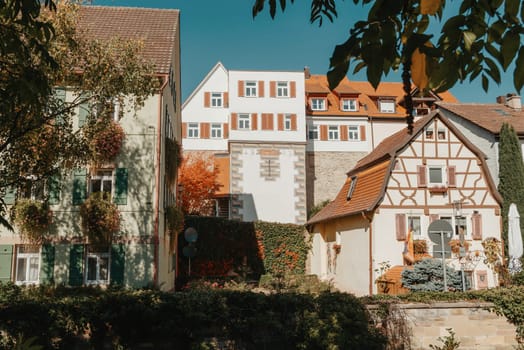 Old national German town house. Old Town is full of colorful and well preserved buildings. Baden-Wurttemberg is a state in southwest Germany bordering France and Switzerland. The Black Forest, known for its evergreen scenery and traditional villages, lies in the mountainous southwest. Stuttgart, the capital, is home to Wilhelma, a royal estate turned zoo and gardens. Porsche and Mercedes-Benz have headquarters and museums there. The 19th-century Hohenzollern Castle sits in the Swabian Alps to the south.