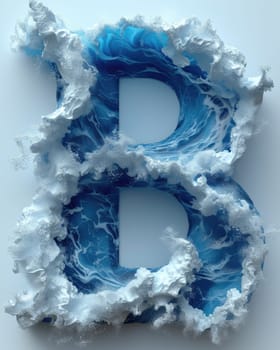 A foam-made letter B gracefully floats on the surface of the sea.