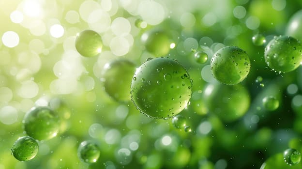 This close-up photo captures the abstract and mesmerizing beauty of a bunch of water droplets.