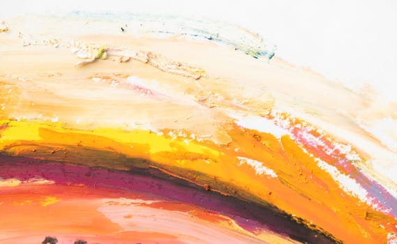 Conceptual abstract picture drawn with oil pastels. Oil pastel painting in colorful colors. Conceptual abstract closeup of an oil painting on paper.