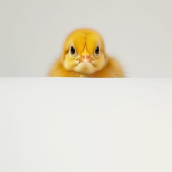 Cute Fluffy Yellow Chick on White Background. Easter Concept. Ai generated