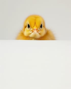 Cute Fluffy Yellow Chick on White Background. Easter Concept. Ai generated