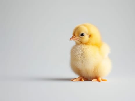 Cute Fluffy Yellow Chick on White Background. Easter Concept. Ai generated