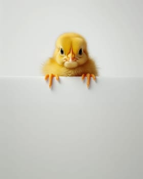 Cute Fluffy Yellow Chick on White Background. Easter Concept. Ai generated