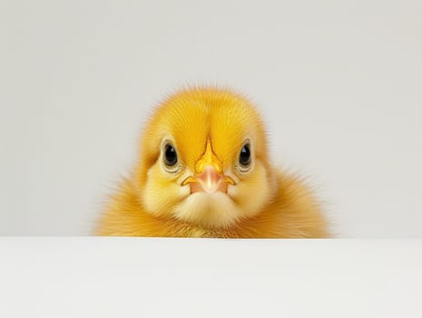 Cute Fluffy Yellow Chick on White Background. Easter Concept. Ai generated