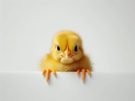 Cute Fluffy Yellow Chick on White Background. Easter Concept. Ai generated