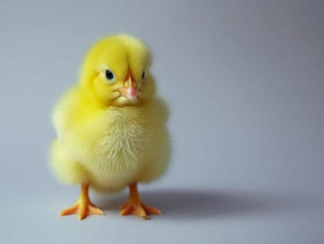 Cute Fluffy Yellow Chick on White Background. Easter Concept. Ai generated