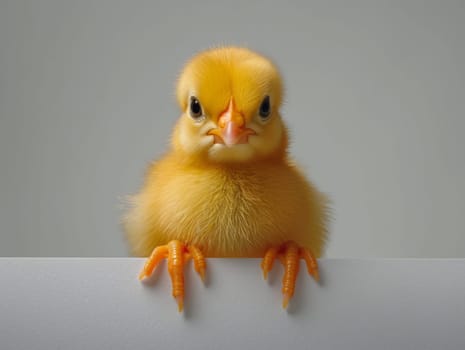 Cute Fluffy Yellow Chick on White Background. Easter Concept. Ai generated