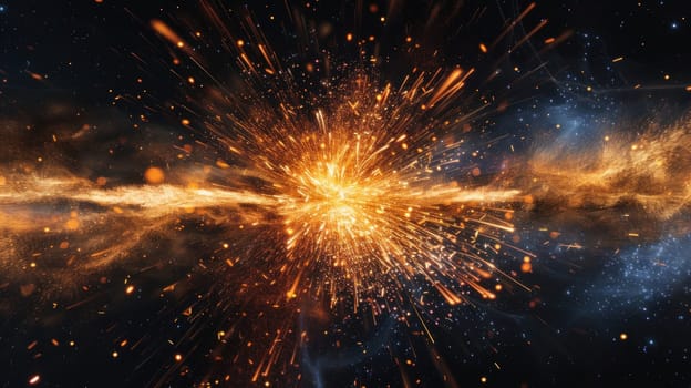 Wallpaper concept of sparks flying at high speed from the center to the edges. Generative AI.