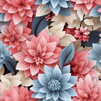 Seamless pattern tile background flowers and floral leaves plants. High quality photo