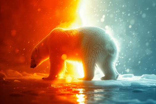 polar Bear global warming concept standing on melting ice in this world we live in, Climate Crisis in the Arctic, generative ai.