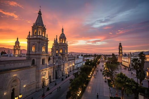 Panoramic view of the church and monastery of San Francisco