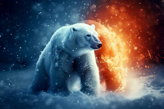 polar Bear global warming concept standing on melting ice in this world we live in, Climate Crisis in the Arctic, generative ai.