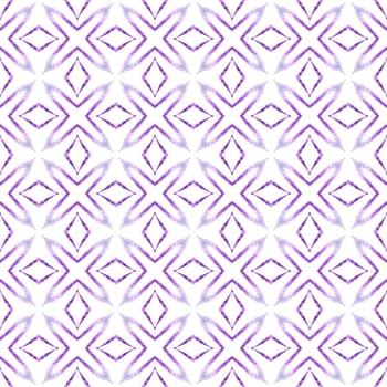 Textile ready decent print, swimwear fabric, wallpaper, wrapping. Purple fine boho chic summer design. Tiled watercolor background. Hand painted tiled watercolor border.