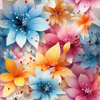 Seamless pattern tile background flowers and floral leaves plants. High quality photo