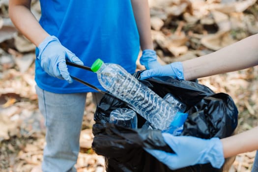 Volunteer team in nature for community service, teamwork and planning with leadership.