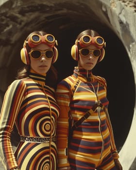 Two women in colorful outfits standing next to each other
