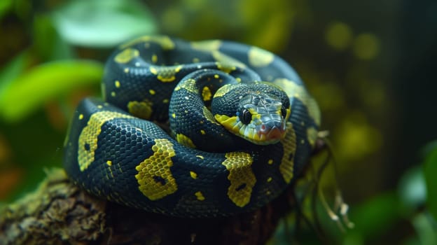 A snake with yellow and black spots on its body