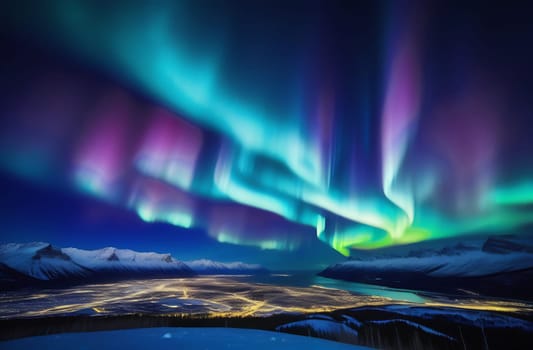 Northern Lights in the sky, beautiful optical phenomenon in the north, natural background.