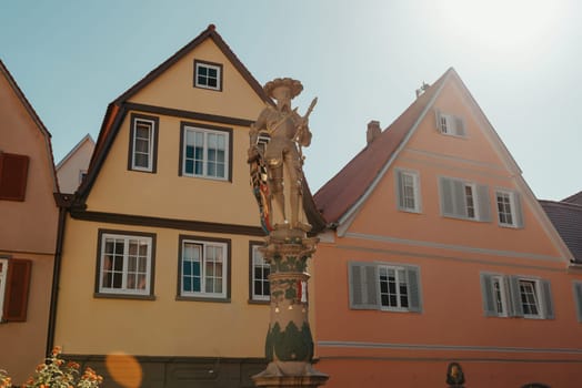 Old national German town house. Old Town is full of colorful and well preserved buildings. Baden-Wurttemberg is a state in southwest Germany bordering France and Switzerland. The Black Forest, known for its evergreen scenery and traditional villages, lies in the mountainous southwest. Stuttgart, the capital, is home to Wilhelma, a royal estate turned zoo and gardens. Porsche and Mercedes-Benz have headquarters and museums there. The 19th-century Hohenzollern Castle sits in the Swabian Alps to the south.