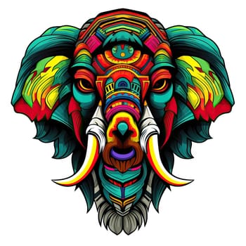 Abstract portrait of a fairy tale mystical animal in psychedelic pop art style. Isolated on a white background. Template for t-shirt print, sticker, poster, etc.