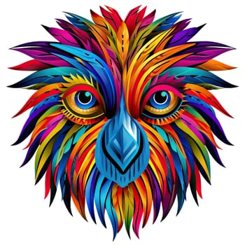 Abstract portrait of a fairy tale mystical animal in psychedelic pop art style. Isolated on a white background. Template for t-shirt print, sticker, poster, etc.