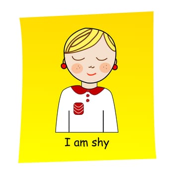 I am shy concept with a girl with shy face