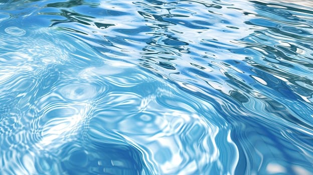 Ripples on the blue pool water. Shiny waves of clean pool water. Generated AI