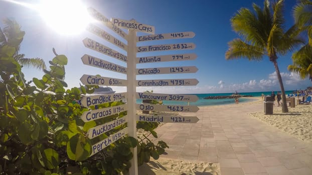 Tropical beach of Princess Cays Island in Bahamas