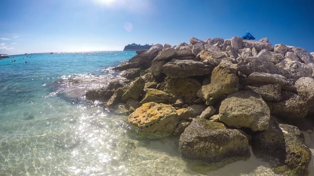 Tropical beach of Princess Cays Island in Bahamas