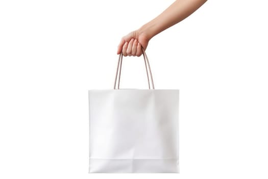 hand holding a shopping bag design mockup Generative AI.