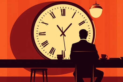 Concept of time management with man and clock. Generative AI..