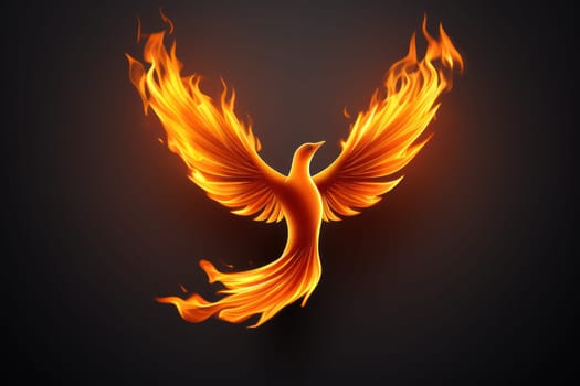 Flying Phoenix burst into flames created with .Generative AI.