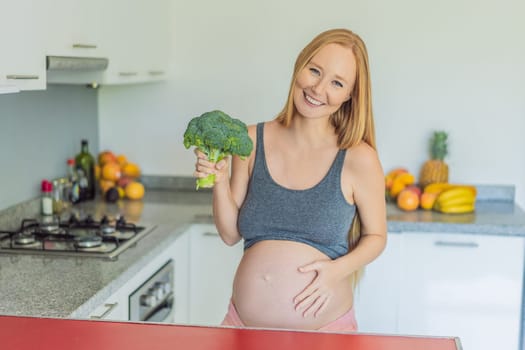 Embracing a nutrient-rich choice, a pregnant woman eagerly prepares to enjoy a wholesome serving of broccoli, prioritizing healthy and nourishing options during her pregnancy.