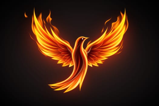 Flying Phoenix burst into flames created with .Generative AI.