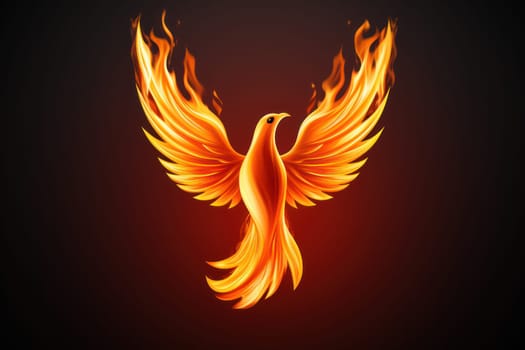 Flying Phoenix burst into flames created with .Generative AI.