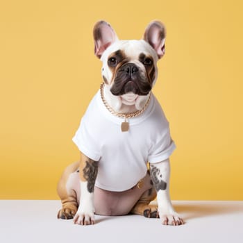 pet dog wear white shirt for mockup, generative AI.