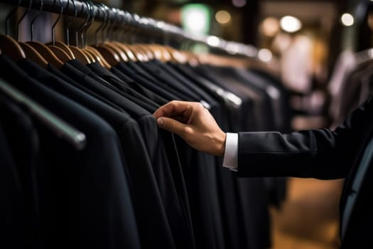 Man Shopping for Business Attire in Department Store. created with Generative AI.