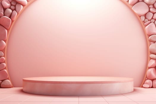 pastel pink product podium. Place for empty product space. Generative AI..