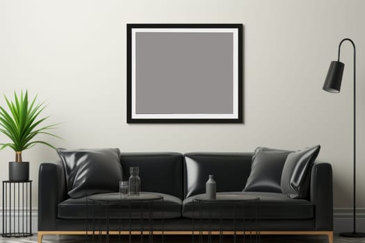 minimalist living room blank frame mockup . Generative AI.