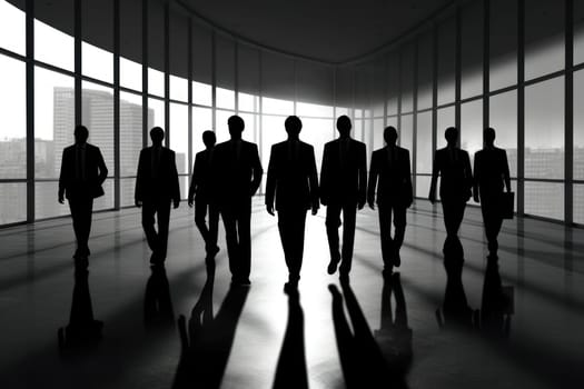 Business people, city and teamwork silhouette for illustration, company .Generative AI.