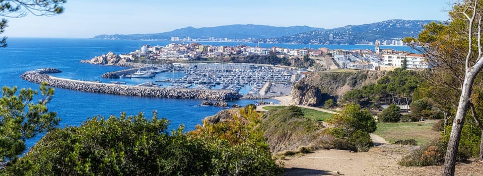 Landscape picture from beautiful spanish small town Palamos in Costa Brava